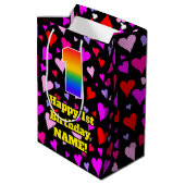 1e verjaardag: Het liefhebbende Kunstpatroon van h Medium Cadeauzakje (Achterkant Gekanteld)