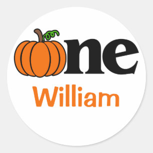 1e verjaardag Jongen Herfst Pumpkin gepersonalisee Ronde Sticker
