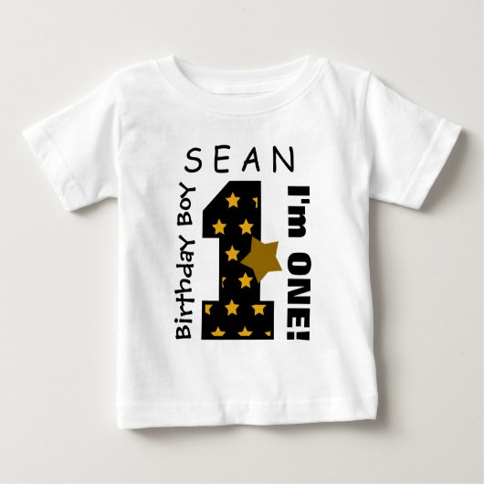 1e Verjaardag Jongen Sterren Een Jaar Aangepaste N (Voorkant)