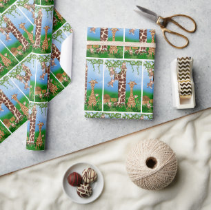 1e verjaardag jungle dieren cadeaupapier