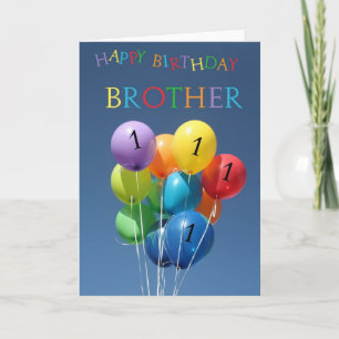 1e verjaardag Kaart gekleurde ballonnen Broeder