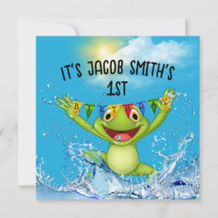 1e verjaardag kikker in water kaart