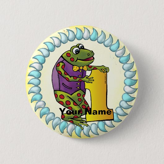 1e Verjaardag kikker pin knop Ronde Button 5,7 Cm (Voorkant)