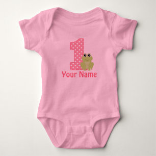 1e verjaardag Kikker roze gepersonaliseerd Romper