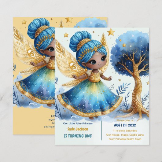 1e verjaardag Kleine Fee Prinses Afrikaanse EEN (Voorkant / Achterkant)