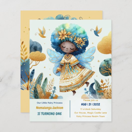 1e verjaardag kleine fee prinses Afrikaanse ONE (Voorkant / Achterkant)