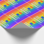 1e verjaardag: kleurrijk, vun regenboogpatroon # 1 cadeaupapier (Hoek)