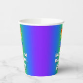 1e verjaardag: kleurrijk, vun regenboogpatroon # 1 papieren bekers (Links)