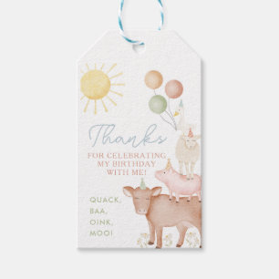 1e verjaardag landdieren- boerderijpartij cadeaulabel