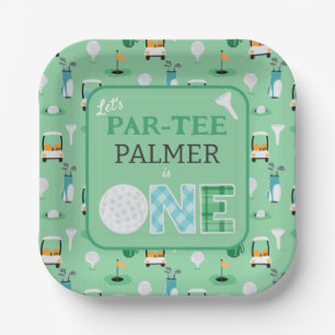 1e Verjaardag Laten we Par-t-shirt golffeest Papieren Bordje