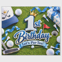 1e verjaardag Laten we Par-Tee Blauwe Golf Jongen