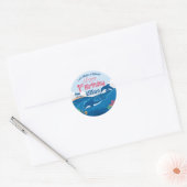 1e Verjaardag Leuk en Kleurrijke Dolfijnen Viering Ronde Sticker (Envelop)