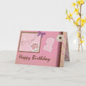 1e verjaardag - meisje kaart (Gele Bloem)