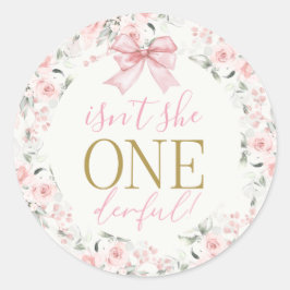 1e verjaardag Meisje met boog Ronde Sticker