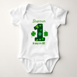 1e Verjaardag Meisje Shamrock Nummer Custom Name V Romper