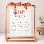 1e verjaardag mijlpaal bord poster