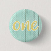 1e verjaardag Mint & Gele Stip One Button (Voorkant)