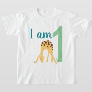 1e verjaardag Moderne Minimaal Gele Giraffe T-shirt