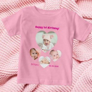 1e verjaardag naam leeftijd foto collage baby meis