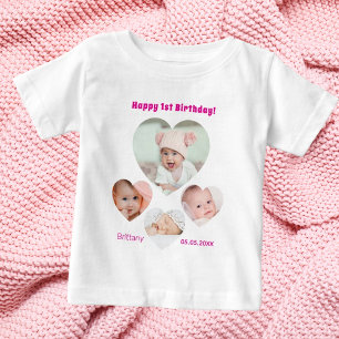 1e Verjaardag naam leeftijd foto collage baby meis