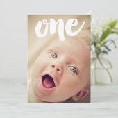 1e verjaardag nummer één foto overlay uitnodiging (Staand voorkant)
