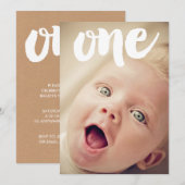 1e verjaardag nummer één foto overlay uitnodiging (Voorkant / Achterkant)