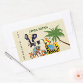 1e Verjaardag Oerwoud Safari Olifant Giraffe Herte Rechthoekige Sticker (Envelop)