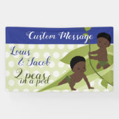 1e verjaardag of Baby shower-banner voor tweelingj Spandoek (Horizontaal)