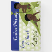 1e verjaardag of Baby shower-banner voor tweelingj Spandoek (Verticaal)