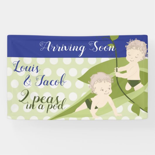 1e verjaardag of Baby shower-banner voor tweelingj Spandoek (Horizontaal)