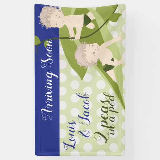 1e verjaardag of Baby shower-banner voor tweelingj Spandoek (Verticaal)