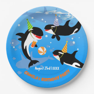 1e verjaardag onder het zee orka walvis baby meisj papieren bordje