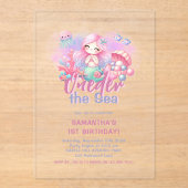 1e verjaardag | ONEder het Zee Zeemeermin Acryl Uitnodigingen (Voorkant)