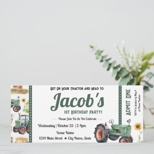 1e verjaardag Ontvang uw uitnodiging voor een trac (Staand voorkant)