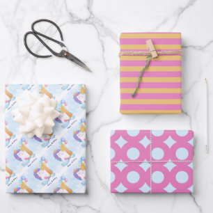 1e verjaardag papierpakjes inpakpapier vel