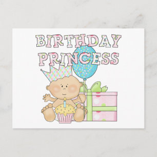 1e verjaardag prinses met kroon t-shirts briefkaart