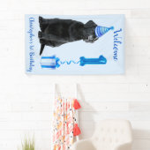 1e Verjaardag Puppy Theme- Schattige Dog Blue Boy Spandoek (Insitu)