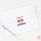 1e verjaardag raceauto dank u vierkante sticker (Envelop)