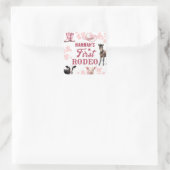 1e Verjaardag Rodeo Roze Sticker (Tas)