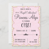 1e verjaardag Royal Celebration Princess Invitatio Kaart (Voorkant)