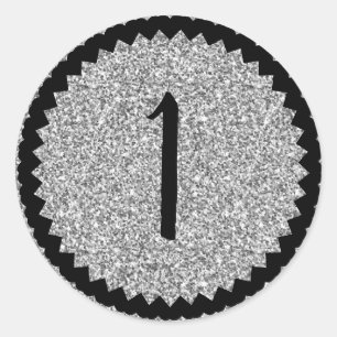 1e verjaardag Silver Glitter Classic Ronde Sticker