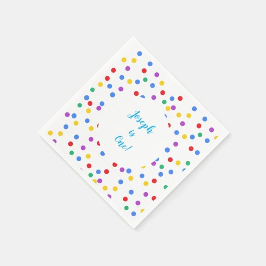 1e Verjaardag Sjabloon Kleurrijke Confetti Stippen Servet (Hoek)
