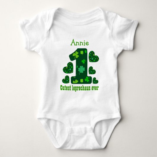 1e verjaardag St Patrick's Schattigee Leprechaun o Romper (Voorkant)