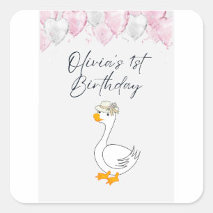 1e verjaardag sticker bundel Cute eend & ballon