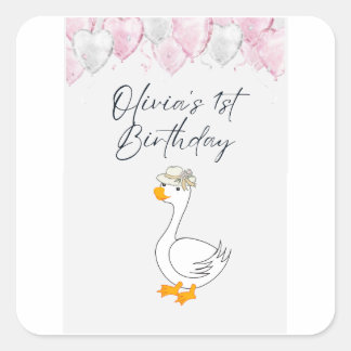 1e verjaardag sticker bundel | Cute eend & ballon