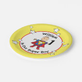 1e Verjaardag Super Boy Cartoon Schattigee Partij Papieren Bordje (Gekanteld)