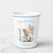 1e verjaardag Teddy Bear Party papieren bekers (Voorkant)