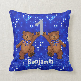 1e verjaardag Teddy Bears Kussen