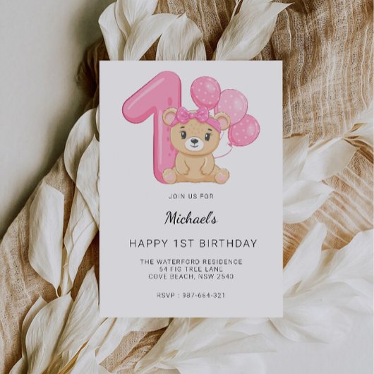 1e verjaardag, teddybeer kaart