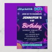 1e verjaardag uitnodiging 90s thema Retro (Voorkant / Achterkant)